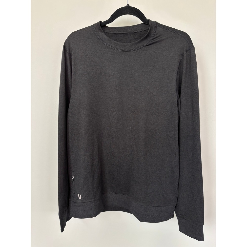 Vuori Ponto Performance Crewneck Mens Large Black Heather Long Sleeve Shirt V224